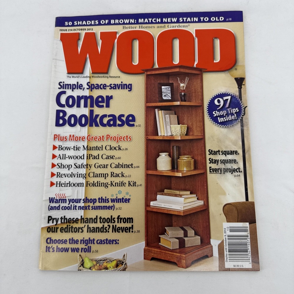 Wood Magazine October 2012 Simple, Space-saving Corner Bookcase